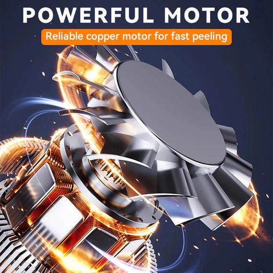 Průhledná elektrická škrabka na ovoce a zeleninu