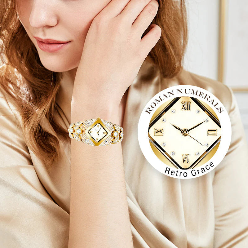 💎Dámské retro quartzové hodinky se třpytivými kamínky⌚