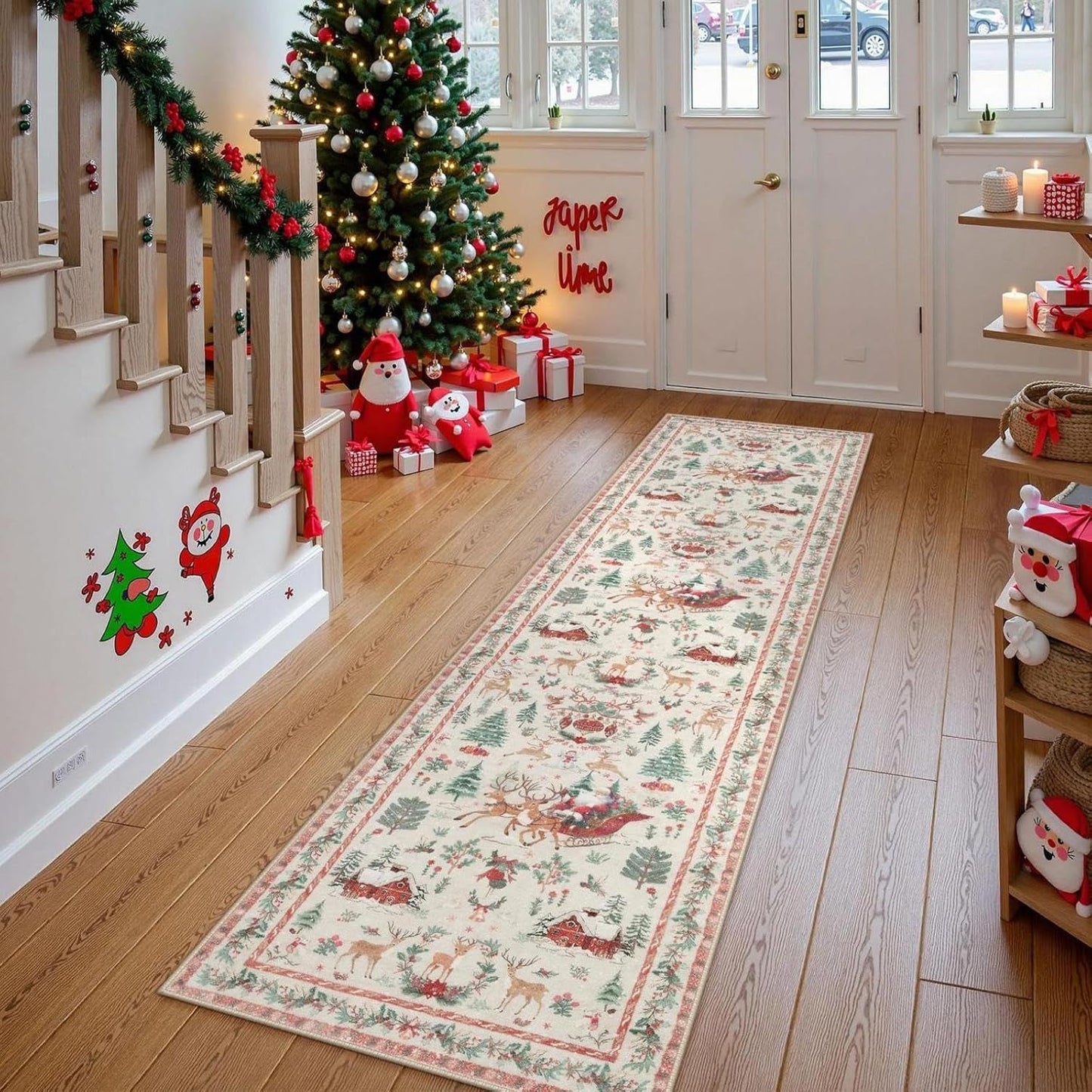 Vánoční koberec s jelenem a Santa Clausem