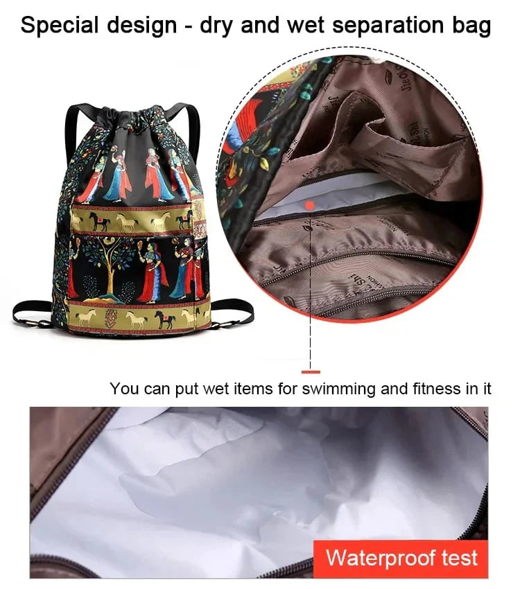 Skládací sportovní batoh s velkou kapacitou a stahovací šňůrkou🎒