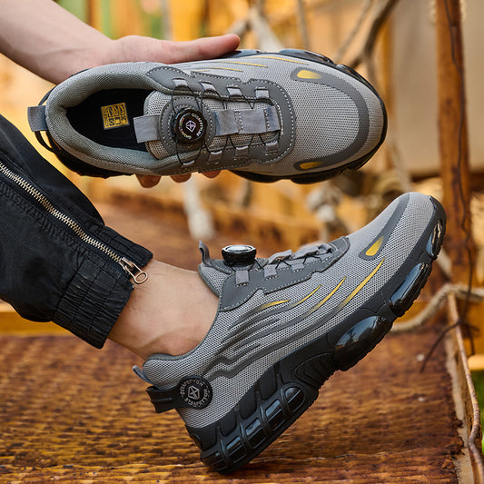 Pánské lehké boty s ocelovou špičkou, které jsou pohodlné, odolné proti propíchnutí, nazouvací a určené jak pro běžné nošení, tak i pro běžné nošení.