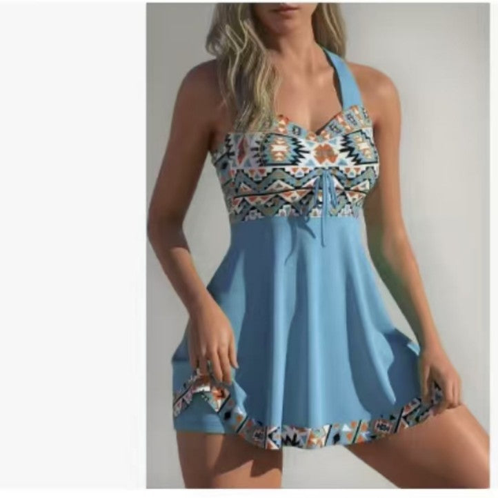 ✨👙Dámské tištěné bezramínkové plavky s integrovanými šortkami