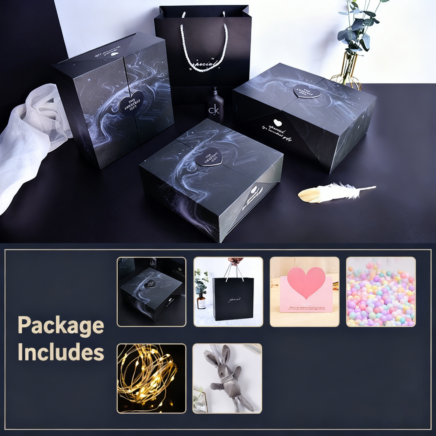 💕 Černá prémiová dárková krabička (dvojitá dvířka)