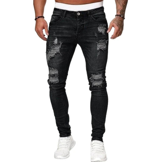 Stylové pánské skinny džíny s efektem opotřebení