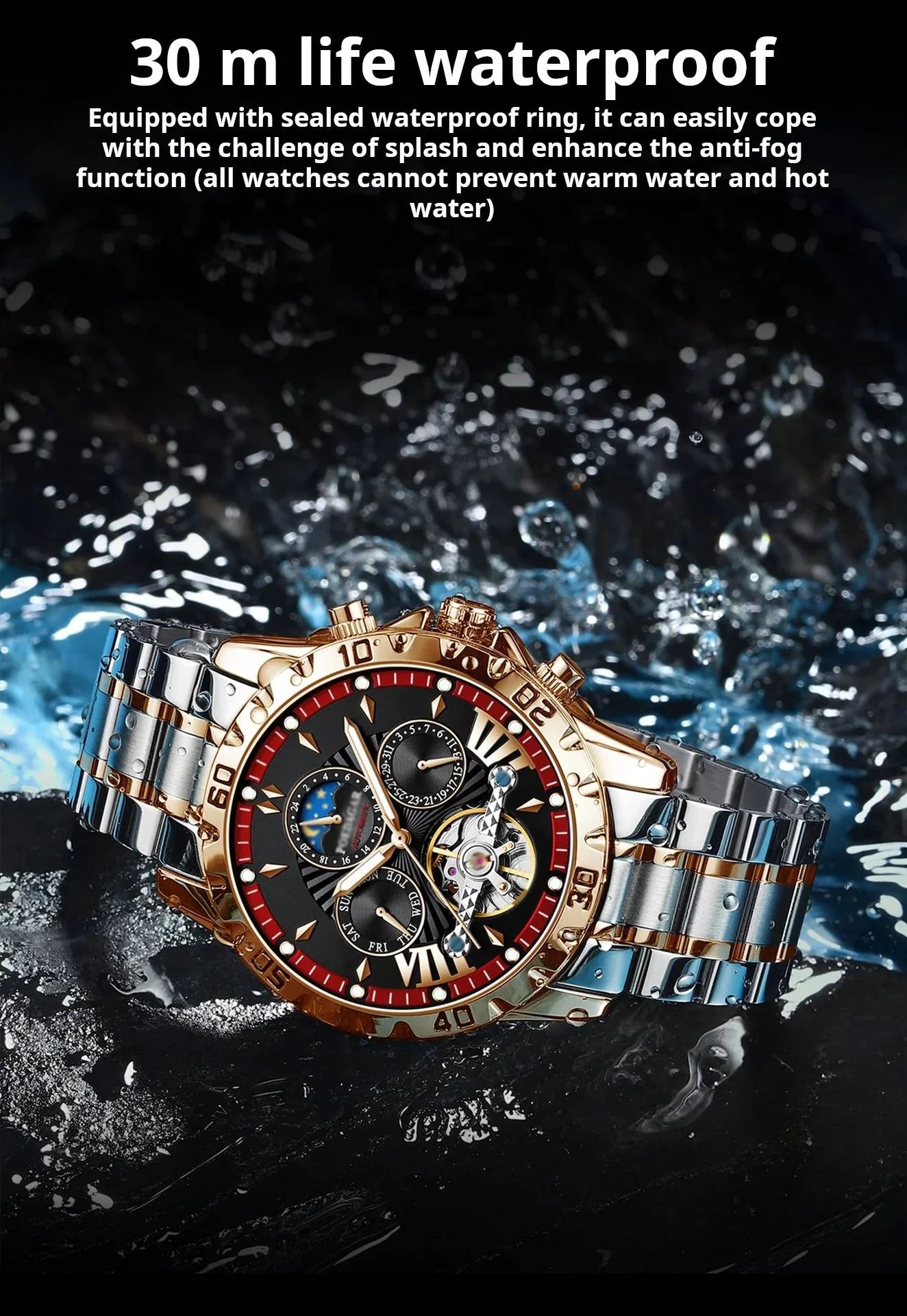 ⌚Zbrusu nové švýcarské vodotěsné automatické mechanické hodinky⌚