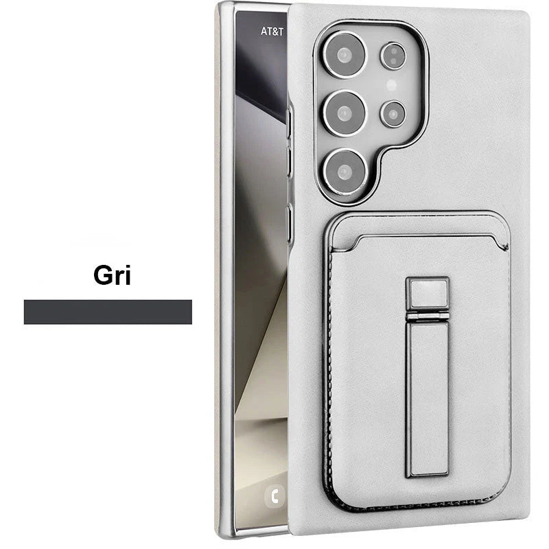 Kožené magnetické pouzdro s držákem karet a krytem pro Samsung S23-S25 Series