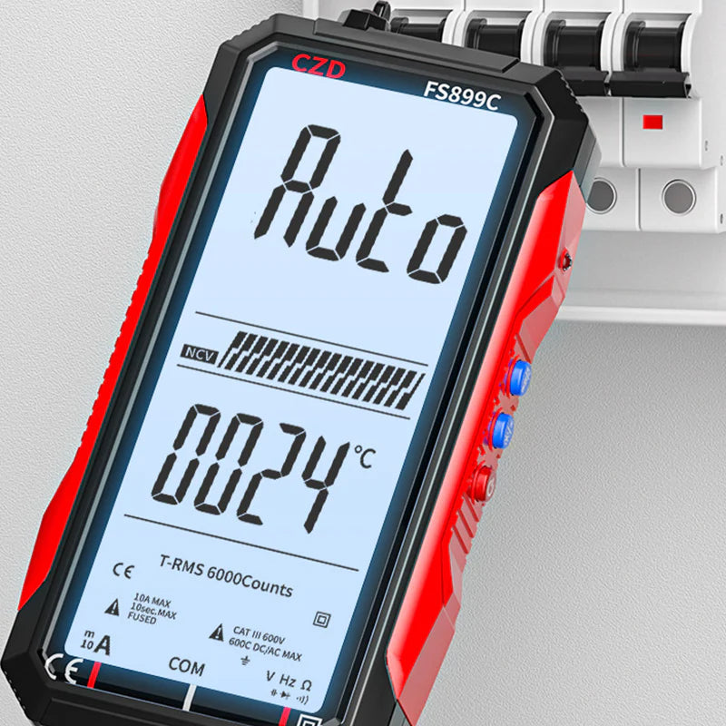 Dobíjecí digitální multimetr s USB – True RMS, automatické přepínání rozsahu a podsvícený LCD displej, CAT III 1000V