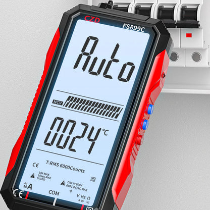 Dobíjecí digitální multimetr s USB – True RMS, automatické přepínání rozsahu a podsvícený LCD displej, CAT III 1000V
