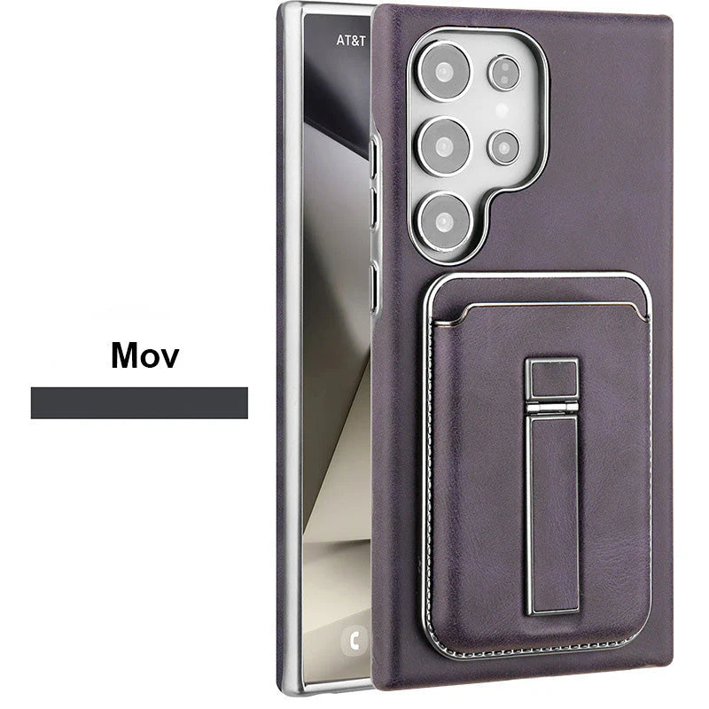 Kožené magnetické pouzdro s držákem karet a krytem pro Samsung S23-S25 Series