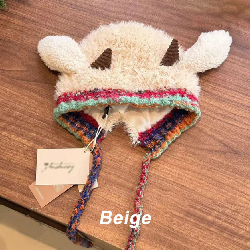 🧢Nadýchaná čepice ve tvaru beránka s rozkošnými ušima 🧣