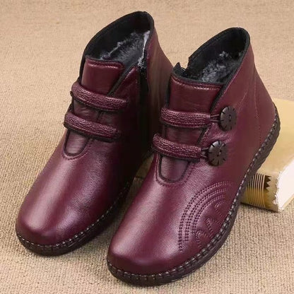🔥 🔥Dámské kožené, bavlněné, protiskluzové, ručně vyrobené boty na podzim a zimu👢