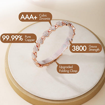 🔥 Sleva 60 % - Oslnivý magnetický měděný náramek ve tvaru srdce pro ženy! 💖✨ 99,99% čistá měď, magnety 3800 Gaussů a nastavitelný střih - elegantní, ideální jako dárek