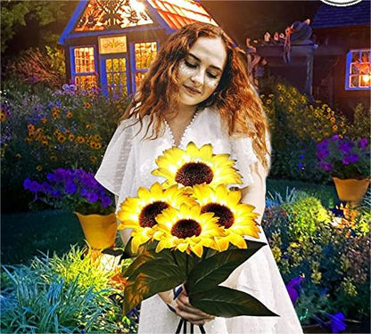 Venkovní solární lucerna ve tvaru slunečnic pro dvorky, zahrady a trávníky