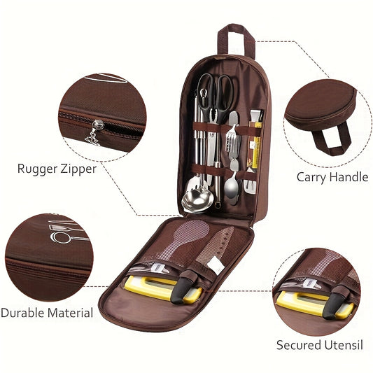 Venkovní organizér na kuchyňské náčiní – oxfordská tkanina, velká kapacita, odolný a přenosný (ideální na kempování a grilování)