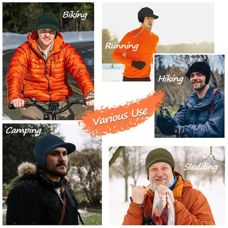 🧢Venkovní elastická teplá pletená čepice s chráničem uší🧣