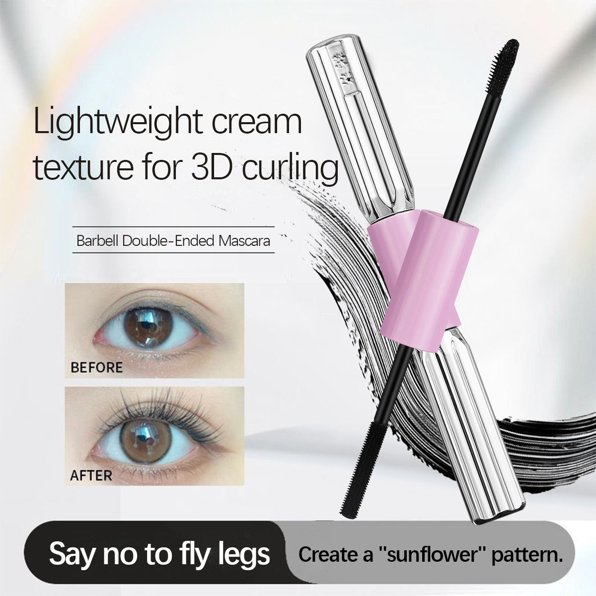 Řasenka Barbell s dvojitou hlavičkou, voděodolná, prodlužující, natočující, nerozmazává se