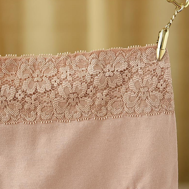 Bavlněné krajkové kalhotky s vysokým pasem pro ženy – měkké, prodyšné, tvarující a plně kryjící