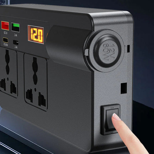 Přenosný měnič do auta 12 V/24 V – 220 V s digitálním displejem