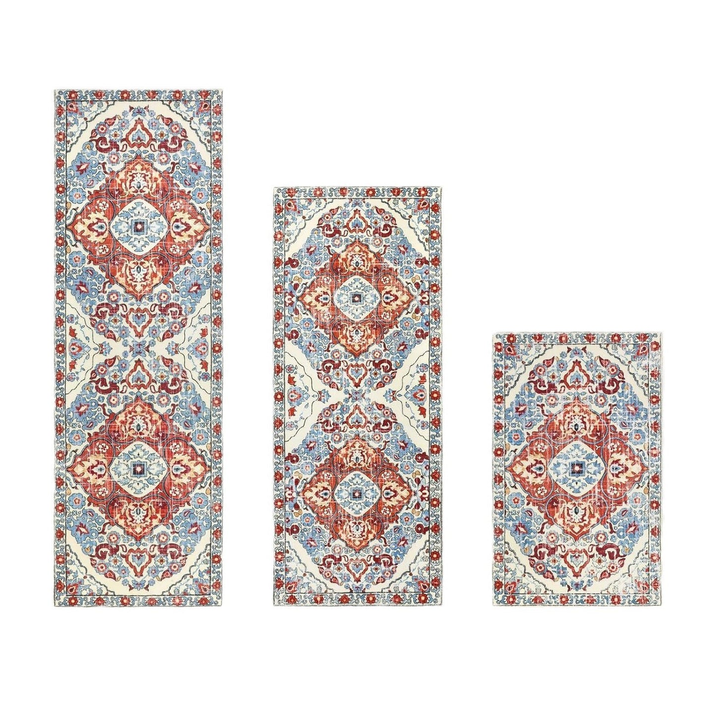 Sady 3 pratelných kuchyňských koberců Boho - Protiskluzové kuchyňské koberce.⭐️