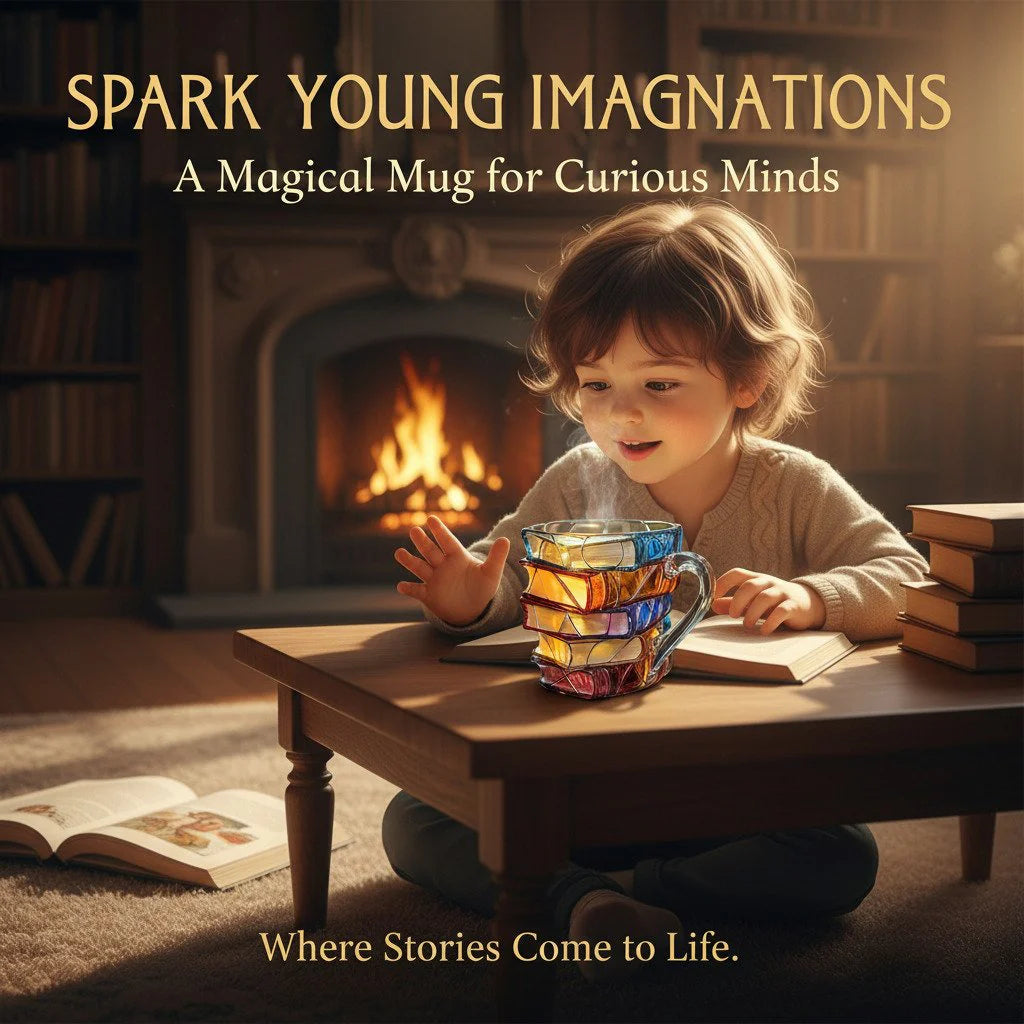 Hrnek z vitráže Artisan Book Stack