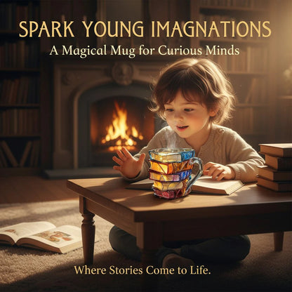 Hrnek z vitráže Artisan Book Stack