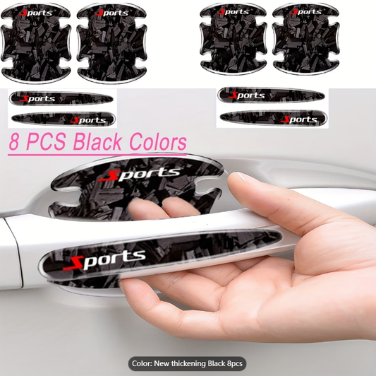 🚗Brand new carbon fiber/8-piece pack car door handle cup protector stickers, ⭐️anti-collision strip covers, scratch and wear resistant.