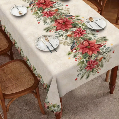 Vánoční ubrus – sváteční design, odolný polyester, odolný proti skvrnám a mačkavosti