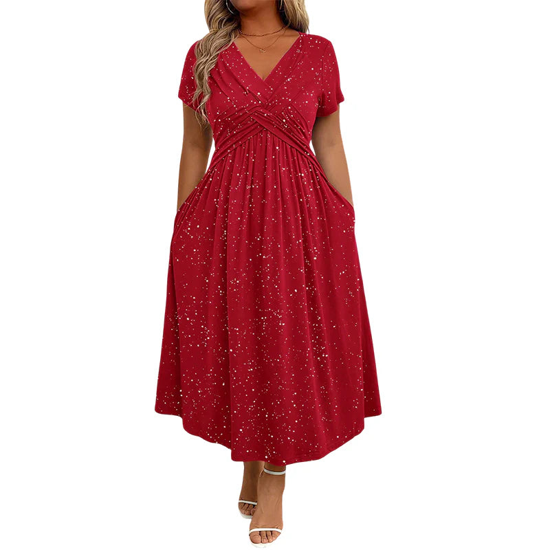 👗 Elegantní dámské šaty s V-výstřihem a zkráceným předním dílem ✨