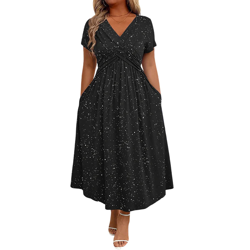 👗 Elegantní dámské šaty s V-výstřihem a zkráceným předním dílem ✨