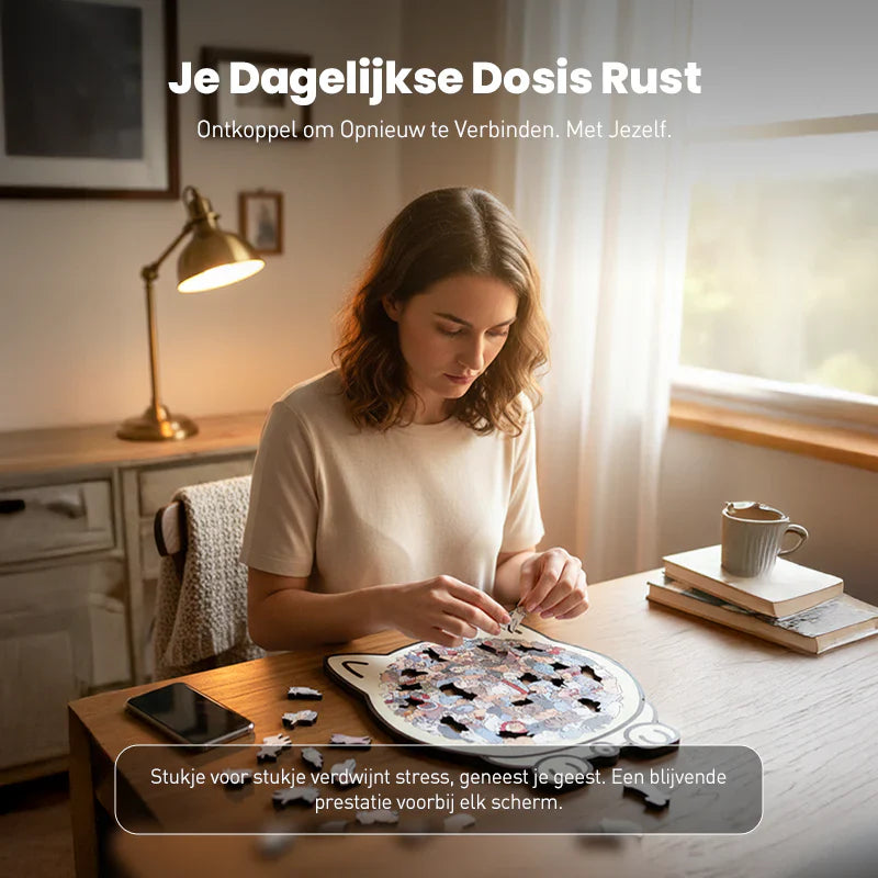 🎅🎄 135 darabos, Morandi-színekkel festett, macska alakú fa kirakós játék🐱🎁