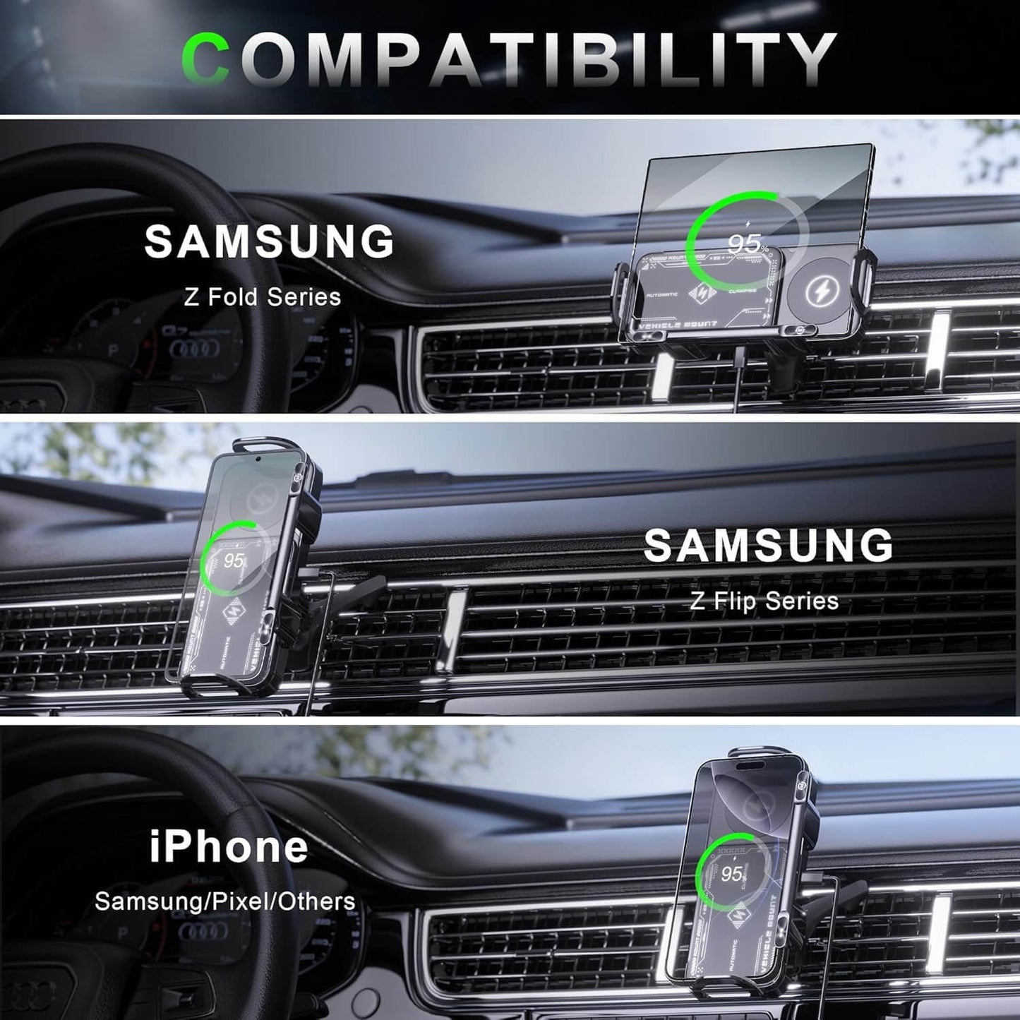 Bezdrátová nabíječka do auta Z1 s rychlým nabíjením 15 W