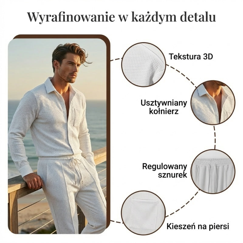 💥Pánská ležérní dvoudílná sada: mikina s vaflovým vzorem + kalhoty