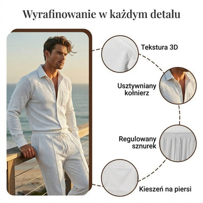 💥Pánská ležérní dvoudílná sada: mikina s vaflovým vzorem + kalhoty