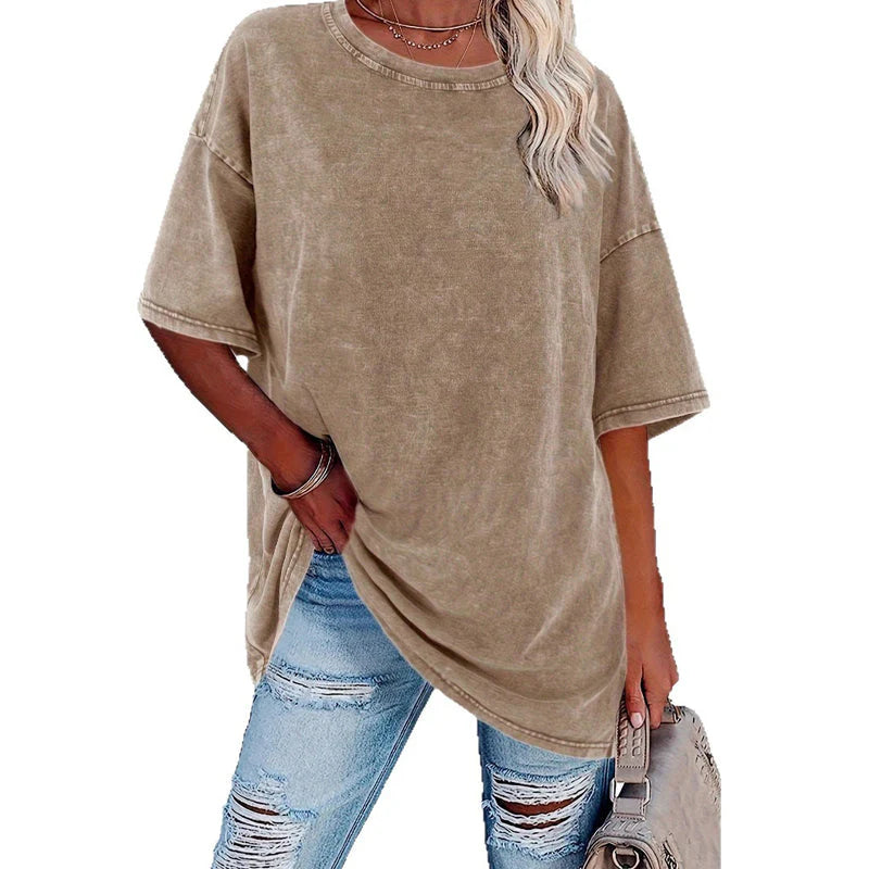 Dámské Vintage Oversized Tričko s Vypraným Efektem