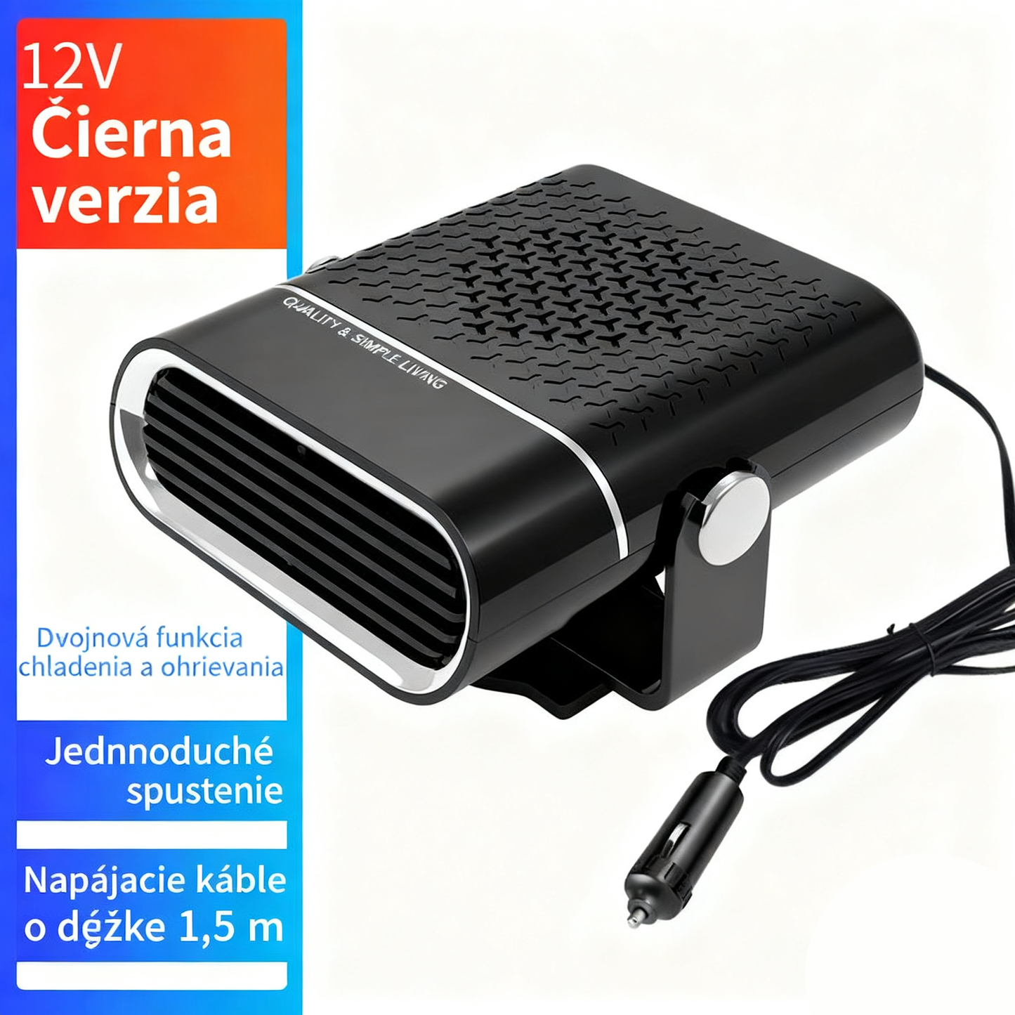 🚗🔥 Přenosný ohřívač a ventilátor do auta 2 v 1 – 360° rotace, rychlé rozmrazování, topení a chlazení, ultratichý a snadný pro všechna roční období!