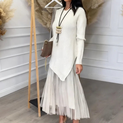 🌱Pletený svetr se síťovaným skládaným vzorem🍃