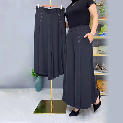 ✨Elegantní skládané kalhoty se širokými nohavicemi