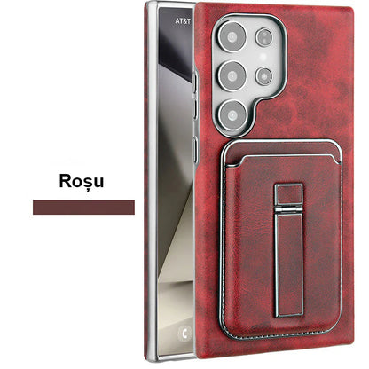 Kožené magnetické pouzdro s držákem karet a krytem pro Samsung S23-S25 Series