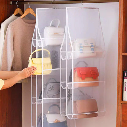 🍀Závěsný, prachotěsný organizér na kabelku s velkými kapsami