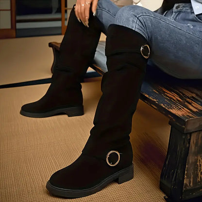 🔥Poslední den akce 50% SLEVA - Dámské retro semišové jezdecké boty s rukávy