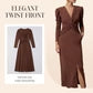 Rochie lungă elegantă pentru femei, cu decolteu în V și față răsucită