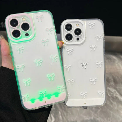 Roztomilý kryt na telefon s mašlí a LED světlem – stylová ochrana s třpytkami ✨