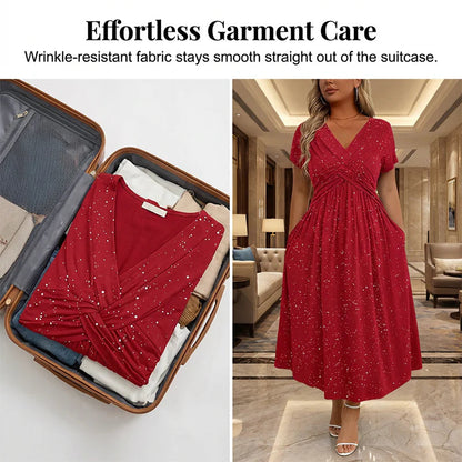 👗 Elegantní dámské šaty s V-výstřihem a zkráceným předním dílem ✨