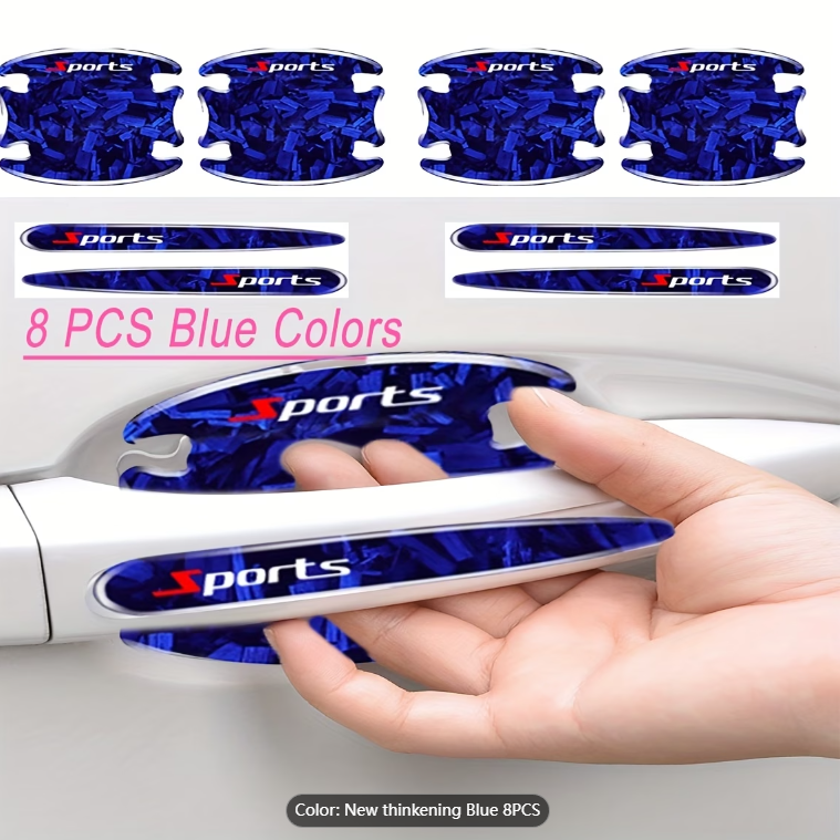 🚗Brand new carbon fiber/8-piece pack car door handle cup protector stickers, ⭐️anti-collision strip covers, scratch and wear resistant.