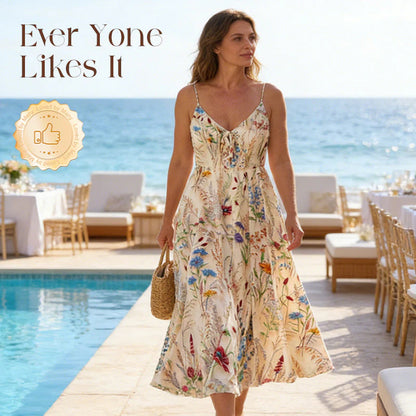 Midi šaty s květinovým potiskem a špagetovými ramínky pro větší děti