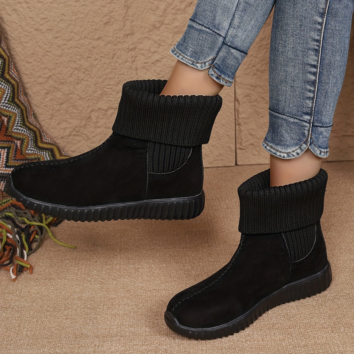 🔥Poslední akce - sleva 50 % - Módní dámské kotníkové boty v jednobarevném provedení