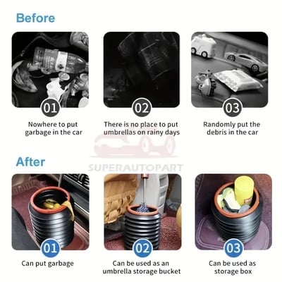 🔥 🔥  Přenosný odpadkový koš do auta: Skládací venkovní rybářský kbelík na odpadky