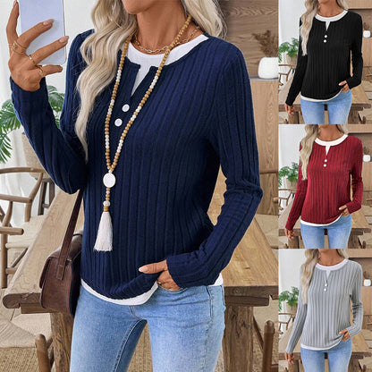 Dámské zimní kašmírové teplé a pohodlné měkké tričko s dlouhým rukávem