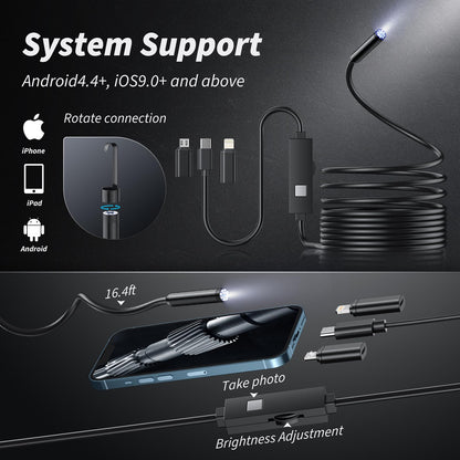 🔎 Endoskopická kamera typu Plug-and-Play – kompatibilní s Androidem, iPhonem a iPadem pro přímé připojení