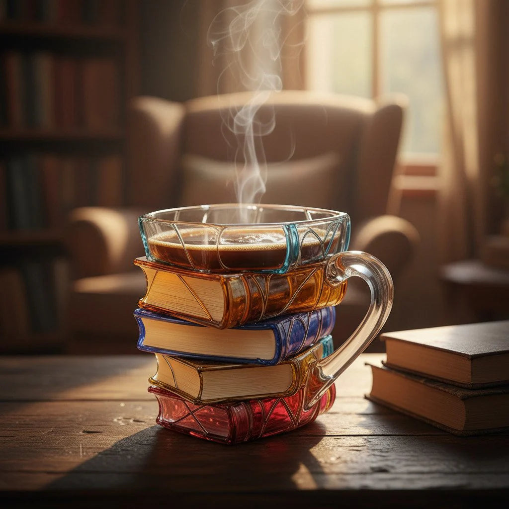 Hrnek z vitráže Artisan Book Stack